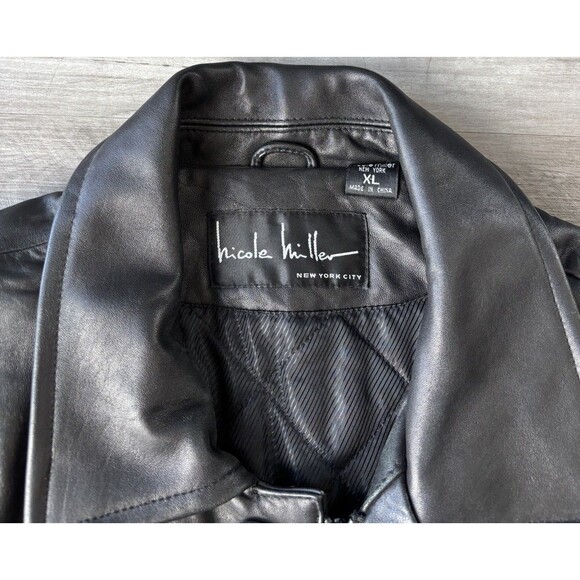 Nicole Miller Men’s Black Leather Jacket Size XL Soft Zip Button Pockets Lined - Picture 4 of 6